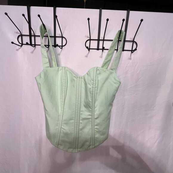 BY.DYLN Casey Corset Top Mint Green Medium NWOT - Picture 10 of 11